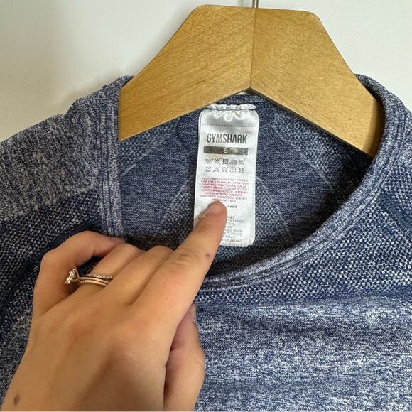 Gymshark Navy Blue Marl Flex Long Sleeve Crop Seamless Knit Size Small - Picture 5 of 6